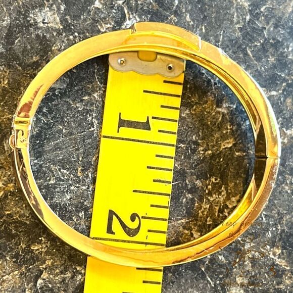 Gold Tone Rhinestone Embellished Hinge Bracelet - Picture 10 of 12